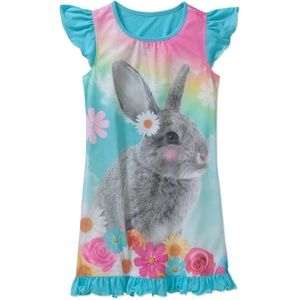 Komar Kids Girls Bunny Rabbit Nightgown sz 4/5